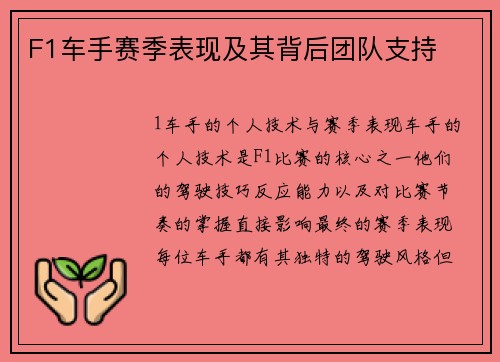 F1车手赛季表现及其背后团队支持